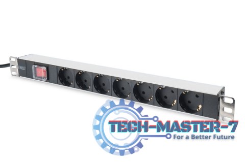 Listwa zasilająca PDU 19" RACK 7xSchuko, 2m 1xSchuko, 16A, wł./wył., aluminiowa