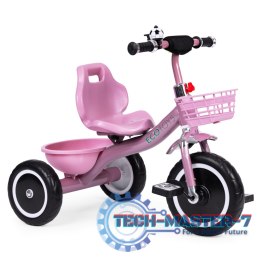 Rowerek trójkołowy antypoślizgowe uchwyty dzwonek koszyk różowy ECOTOYS ECOTOYS