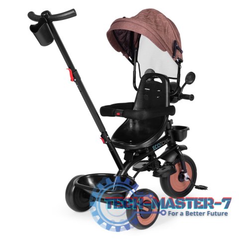 Rowerek trójkołowy dla dzieci spacerówka 3w1 obracane siedzisko daszek brązowy ECOTOYS ECOTOYS Rowerek trójkołowy dla dzieci spacerówka 3w1 obracane siedzisko daszek brązowy ECOTOYS ECOTOYS