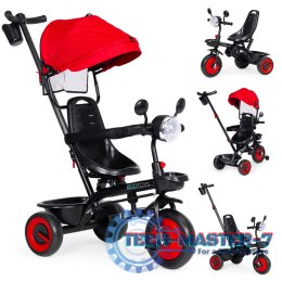 Rowerek trójkołowy dla dzieci spacerówka 3w1 obracane siedzisko daszek czerwony ECOTOYS ECOTOYS