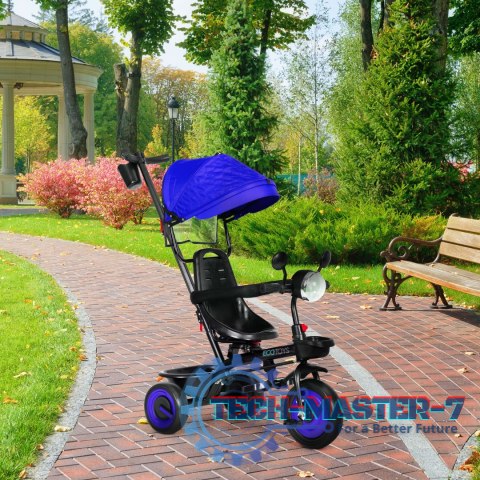 Rowerek trójkołowy dla dzieci spacerówka 3w1 obracane siedzisko daszek niebieski ECOTOYS ECOTOYS Rowerek trójkołowy dla dzieci spacerówka 3w1 obracane siedzisko daszek niebieski ECOTOYS ECOTOYS