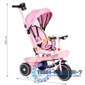 Rowerek trójkołowy spacerówka 2w1 obracane siedzisko składany daszek różowy - ECOTOYS ECOTOYS