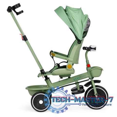 Rowerek trójkołowy spacerówka 2w1 obracane siedzisko składany daszek zielony - ECOTOYS ECOTOYS Rowerek trójkołowy spacerówka 2w1 obracane siedzisko składany daszek zielony - ECOTOYS ECOTOYS