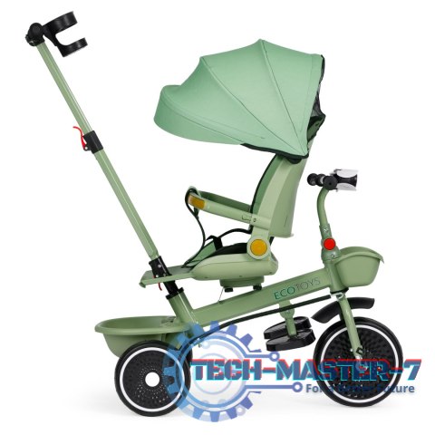 Rowerek trójkołowy spacerówka 2w1 obracane siedzisko składany daszek zielony - ECOTOYS ECOTOYS Rowerek trójkołowy spacerówka 2w1 obracane siedzisko składany daszek zielony - ECOTOYS ECOTOYS