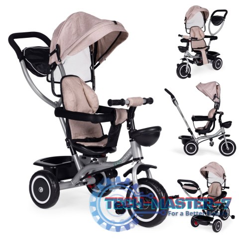 Trójkołowy rowerek spacerówka 2w1 obracane siedzisko składany daszek - beżowy ECOTOYS ECOTOYS Trójkołowy rowerek spacerówka 2w1 obracane siedzisko składany daszek - beżowy ECOTOYS ECOTOYS