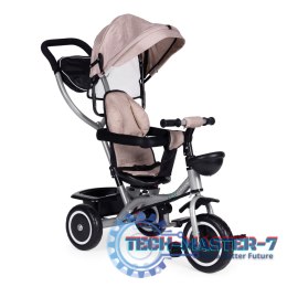 Trójkołowy rowerek spacerówka 2w1 obracane siedzisko składany daszek - beżowy ECOTOYS ECOTOYS
