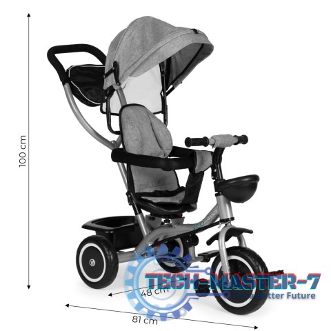 Trójkołowy rowerek spacerówka 2w1 obracane siedzisko składany daszek - szary ECOTOYS ECOTOYS Trójkołowy rowerek spacerówka 2w1 obracane siedzisko składany daszek - szary ECOTOYS ECOTOYS