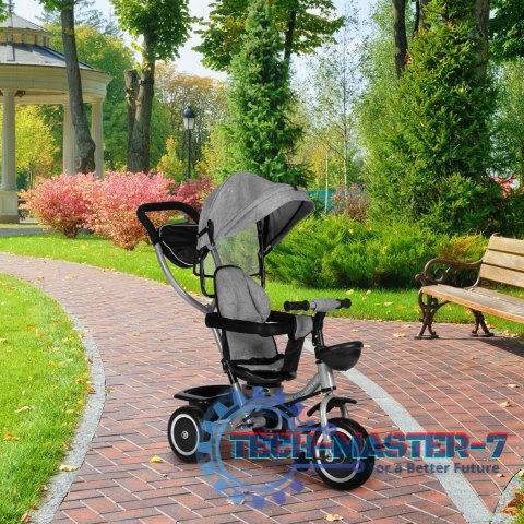 Trójkołowy rowerek spacerówka 2w1 obracane siedzisko składany daszek - szary ECOTOYS ECOTOYS Trójkołowy rowerek spacerówka 2w1 obracane siedzisko składany daszek - szary ECOTOYS ECOTOYS