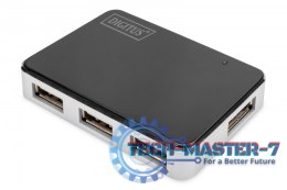 HUB/Koncentrator 4-portowy USB 2.0 HighSpeed, aktywny, czarno-srebrny