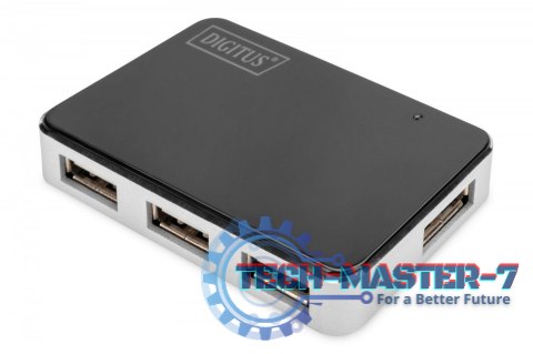 HUB/Koncentrator 4-portowy USB 2.0 HighSpeed, aktywny, czarno-srebrny