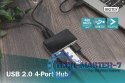 HUB/Koncentrator 4-portowy USB 2.0 HighSpeed, aktywny, czarno-srebrny