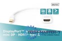 Kabel adapter Displayport 1080p 60Hz FHD Typ miniDP/HDMI A M/Ż biały 0,15m
