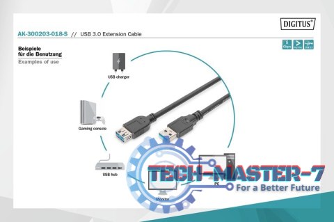 Kabel przedłużający USB 3.1 Gen.1 SuperSpeed 5Gbps Typ USB A/USB A M/Ż czarny 1,8m Kabel przedłużający USB 3.1 Gen.1 SuperSpeed 5Gbps Typ USB A/USB A M/Ż czarny 1,8m