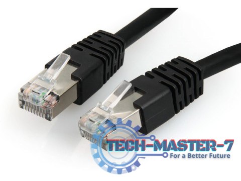 Patch cord ekranowany FTP kat.6 osłonka zalewana 0.5M czarny