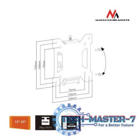 Uchwyt do telewizora lub monitora 13-27" MC-596 czarny 20kg max vesa 100x100 TV Uchwyt do telewizora lub monitora 13-27" MC-596 czarny 20kg max vesa 100x100 TV