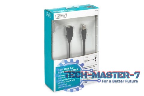 Kabel przedłużający USB 2.0 HighSpeed Typ USB A/USB A M/Ż aktywny, czarny 15m Kabel przedłużający USB 2.0 HighSpeed Typ USB A/USB A M/Ż aktywny, czarny 15m