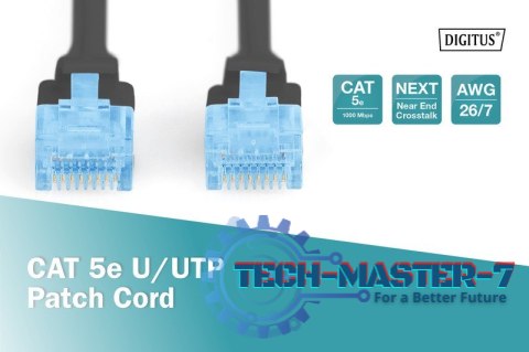 Patch cord U/UTP kat.5e PVC 0,5m czarny Patch cord U/UTP kat.5e PVC 0,5m czarny