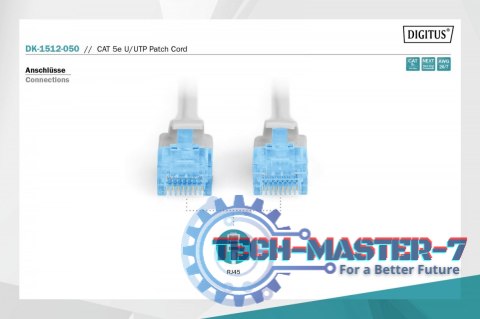 Patch cord U/UTP kat.5e PVC 5m szary Patch cord U/UTP kat.5e PVC 5m szary
