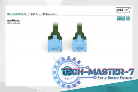 Patch cord U/UTP kat.5e PVC 5m zielony Patch cord U/UTP kat.5e PVC 5m zielony