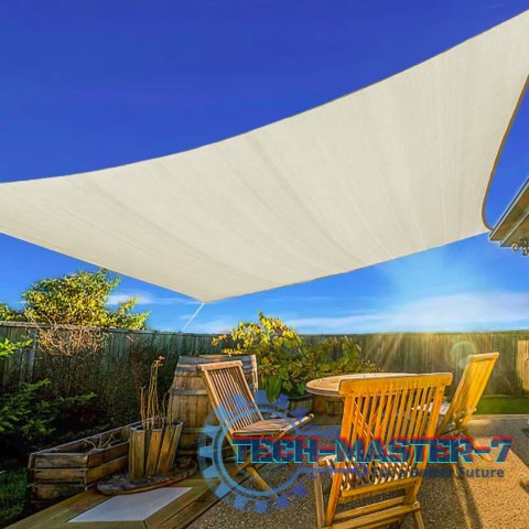 Kwadratowy żagiel przeciwsłoneczny 5x5m daszek wodoodporny ModernHome - beżowy ModernHome Kwadratowy żagiel przeciwsłoneczny 5x5m daszek wodoodporny ModernHome - beżowy ModernHome