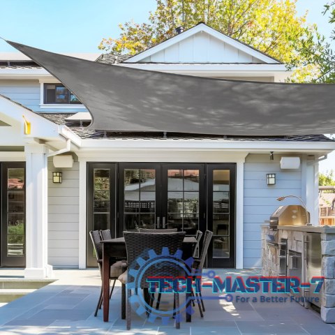 Kwadratowy żagiel przeciwsłoneczny 5x5m daszek wodoodpornyModernHome - szary ModernHome Kwadratowy żagiel przeciwsłoneczny 5x5m daszek wodoodpornyModernHome - szary ModernHome