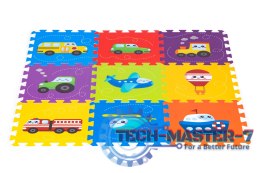 Mata piankowa dla dzieci pojazdy puzzle 9 elementów 86x86cm IPLAY IPLAY