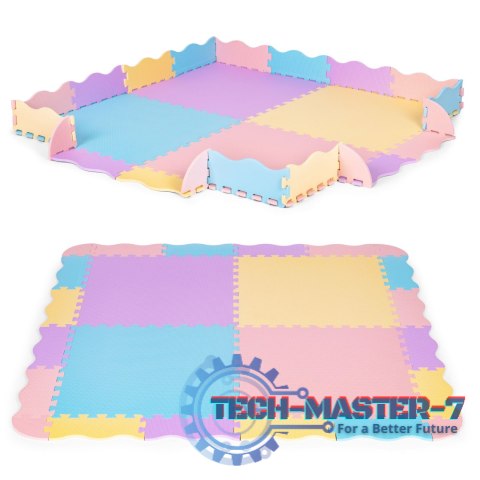Mata piankowa kolorowa dla dzieci z płotkiem 141,5x141,5 cm 24 el. IPLAY IPLAY