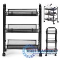Metalowy regał mobliny łazienkowy z 3 półkami kółka czarny ModernHome ModernHome