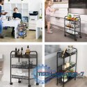Metalowy regał mobliny łazienkowy z 3 półkami kółka czarny ModernHome ModernHome