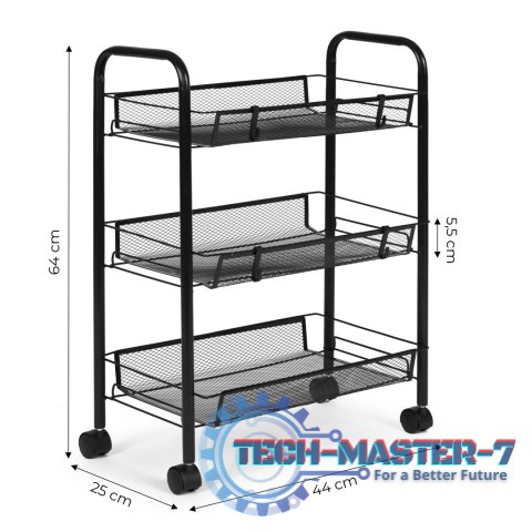 Metalowy regał mobliny łazienkowy z 3 półkami kółka czarny ModernHome ModernHome Metalowy regał mobliny łazienkowy z 3 półkami kółka czarny ModernHome ModernHome