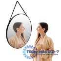 Okrągłe lustro ścienne 60 cm wiszące na pasku nowoczesne czarna rama ModernHome ModernHome