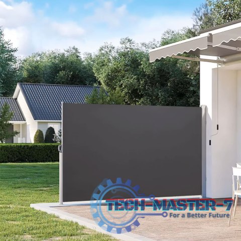 Składana markiza 300x180 cm boczna roleta parawan do ogrodu na taras antracyt ModernHome Składana markiza 300x180 cm boczna roleta parawan do ogrodu na taras antracyt ModernHome
