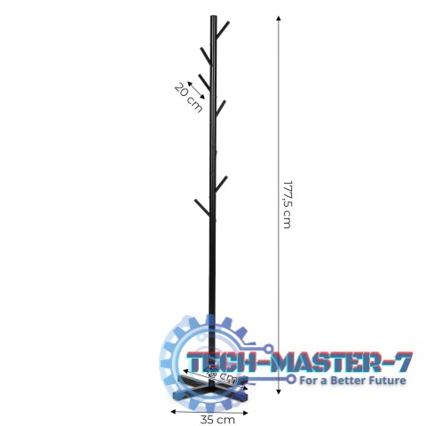 Stojący wieszak na ubrania prosty metalowy 7 haczyków 177 cm ModernHome ModernHome Stojący wieszak na ubrania prosty metalowy 7 haczyków 177 cm ModernHome ModernHome