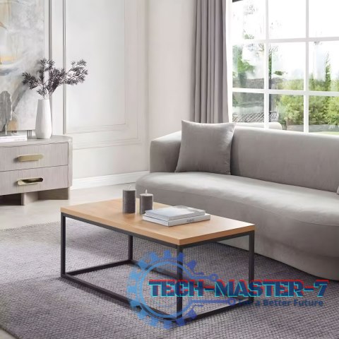 Stół kawowy ława duży brązowy blat metalowy stelaż ModernHome ModernHome Stół kawowy ława duży brązowy blat metalowy stelaż ModernHome ModernHome