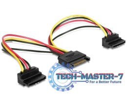 Kabel SATA zasilający (M)->2xSATA(F) kątowy 15cm