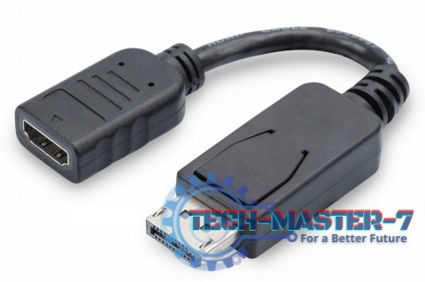Kabel adapter Displayport z zatrzaskiem 1080p 60Hz FHD Typ DP/HDMI A M/Ż czarny 0,15m