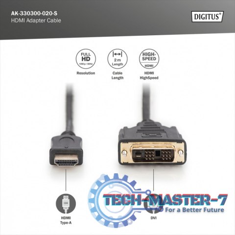 Kabel adapter HDMI Standard 1080p 60Hz FHD Typ HDMI A/DVI-D (18+1) M/M czarny 2m Kabel adapter HDMI Standard 1080p 60Hz FHD Typ HDMI A/DVI-D (18+1) M/M czarny 2m