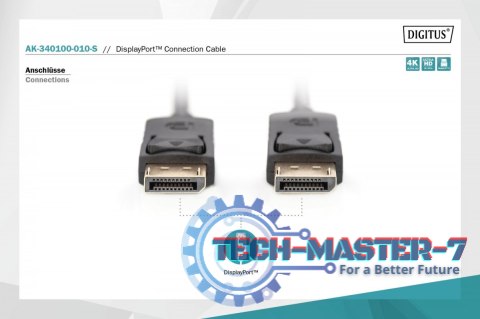 Kabel połączeniowy DisplayPort z zatrzaskami 4K 60Hz UHD Typ DP/DP M/M czarny 1m Kabel połączeniowy DisplayPort z zatrzaskami 4K 60Hz UHD Typ DP/DP M/M czarny 1m