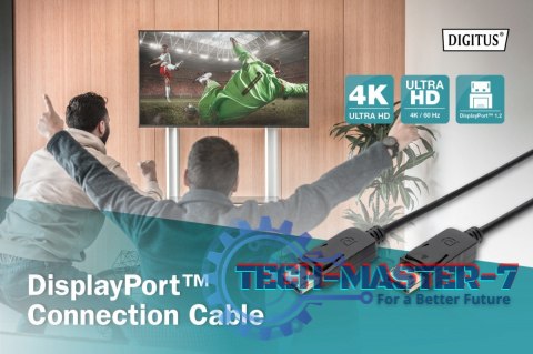 Kabel połączeniowy DisplayPort z zatrzaskami 4K 60Hz UHD Typ DP/DP M/M czarny 3m Kabel połączeniowy DisplayPort z zatrzaskami 4K 60Hz UHD Typ DP/DP M/M czarny 3m