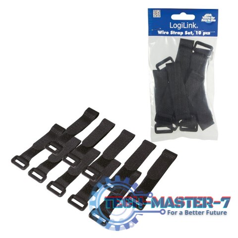 Organizator kabli, rzep, 15cm, 10szt. czarny Organizator kabli, rzep, 15cm, 10szt. czarny