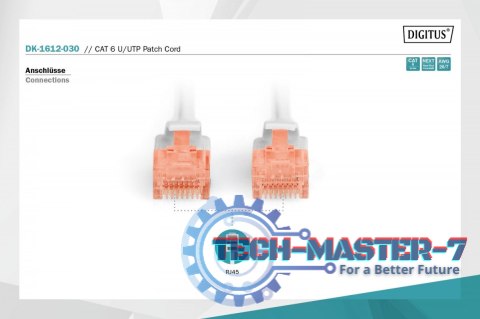 Patch cord U/UTP kat.6 PVC 3m szary Patch cord U/UTP kat.6 PVC 3m szary
