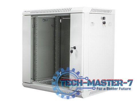 Szafa instalacyjna wisząca 19'' 12U 600X450mm szara (drzwi szklane)