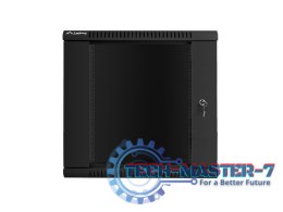 Szafa instalacyjna wisząca 19'' 12U 600X600mm czarna (drzwi szklane)