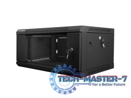 Szafa instalacyjna wisząca 19 cali 4U 600X450mm czarna (drzwi szklane)
