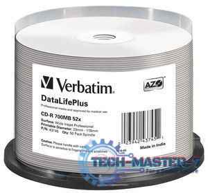 CD-R 52x 700MB 50P CB DL Printable Azo 43745