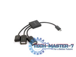 Kabel OTG USB Micro BM -> 2xUSB-AF+Micro BF 13cm