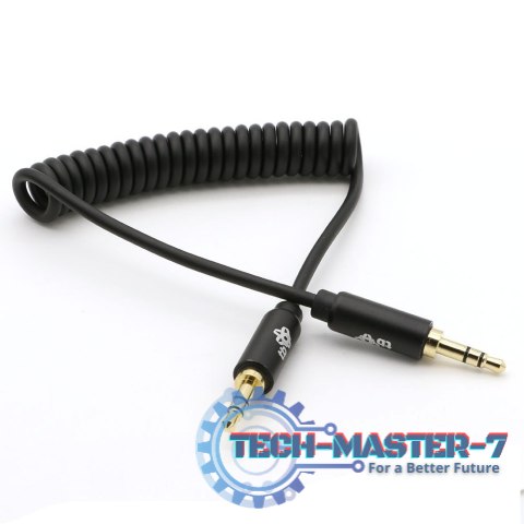 Kabel 3,5mm Mini Jack - 3,5mm Mini Jack M/M 1m spiralny Kabel 3,5mm Mini Jack - 3,5mm Mini Jack M/M 1m spiralny