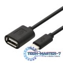 Kabel OTG USB AF - USB C 15cm czarny