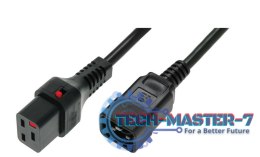 Kabel zasilający serwerowy blokada IEC LOCK 3x1,5mm2 C20 prosty/C19 prosty M/Ż 2m Czarny