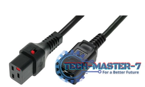 Kabel zasilający serwerowy blokada IEC LOCK 3x1,5mm2 C20 prosty/C19 prosty M/Ż 2m Czarny